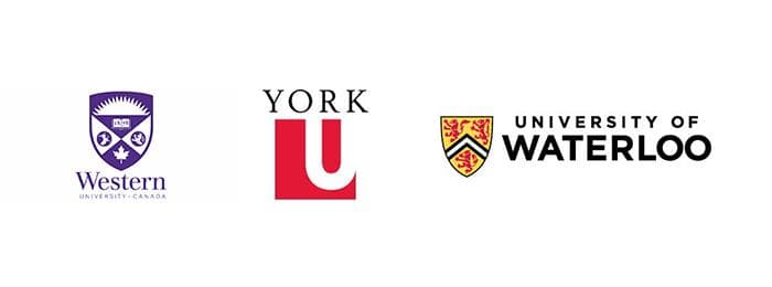 three logos: Western University, York University, University of Waterloo